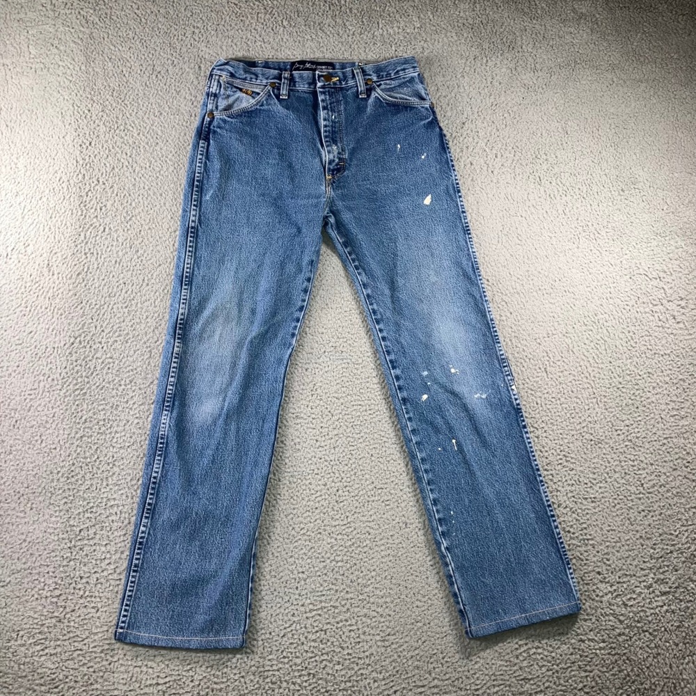 Wrangler George Strait Jeans 31x30.5 Hemmed (Tag 31x38) Paint Distressed Work